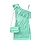 One Shoulder Dress with Sparkle & Bag - Mint