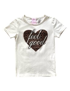 Feel Good Leopard Heart  Top- White/Brown