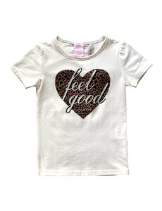  Feel Good Leopard Heart  Top- White/Brown