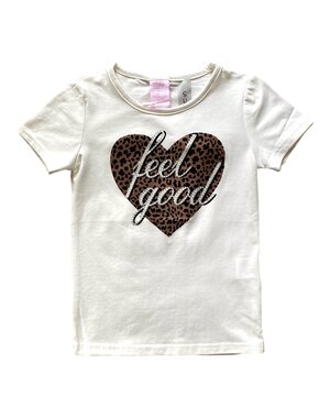  Feel Good Leopard Heart  Top- White/Brown