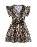  Super Soft Ruffle Leopard Dress- Beige/Brown