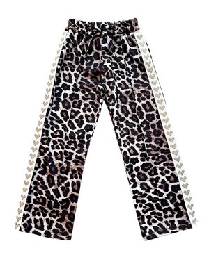  Sporty Leopard Heart Pants - Brown/Gold