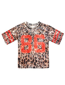 Sporty Sparkle Leopard Top - Brown/Red