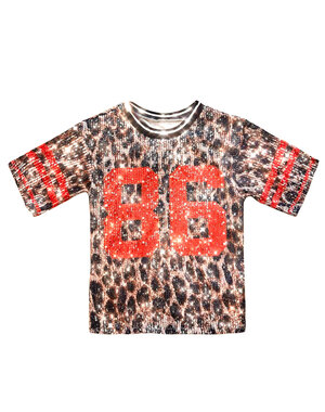  Sporty Sparkle Leopard Top - Brown/Red