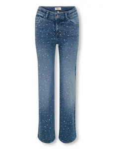 ONLY GIRLS Only - KOG Juicy Wide Leg with Lots of Sparkle - Medium Blue Denim