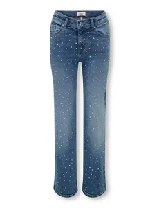 ONLY GIRLS Only - KOG Juicy Wide Leg with Lots of Sparkle - Medium Blue Denim