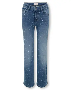 ONLY GIRLS Only - KOG Juicy Wide Leg with Lots of Sparkle - Medium Blue Denim