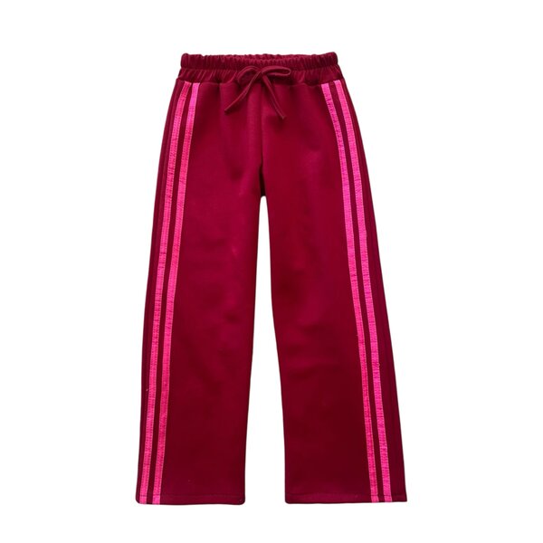 Double Striped Pants - Bordeaux Red/Pink