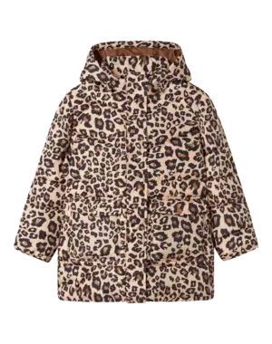 NAME IT Name it - NKF Mimosa Leopard Puffer Jacket - Brown Beige Toasted Coconut