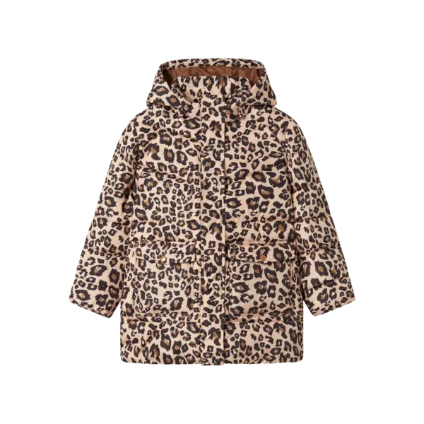 NAME IT Name it - NKF Mimosa Leopard Puffer Jacket - Brown Beige Toasted Coconut