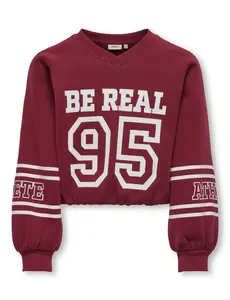 ONLY GIRLS Only - KOG Coletta V-Neck 95 Print Sweater - Bordeaux/White