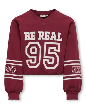 ONLY GIRLS Only - KOG Coletta V-Neck 95 Print Sweater - Bordeaux/White