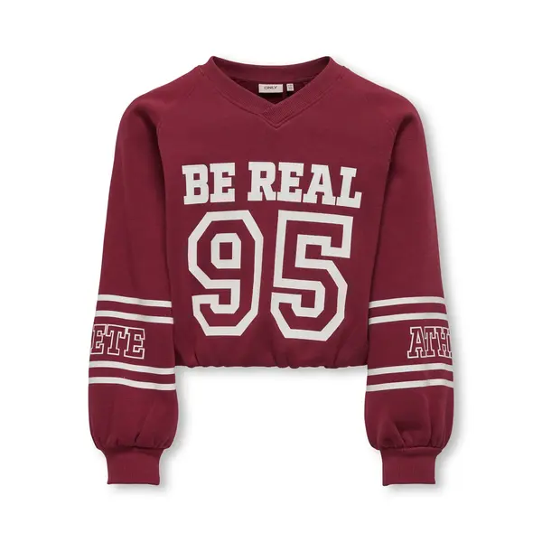 ONLY GIRLS Only - KOG Coletta V-Neck 95 Print Sweater - Bordeaux/White