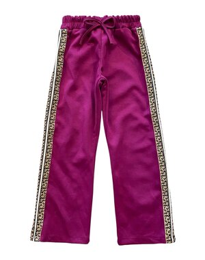  Soft Leopard Border Pants - Magenta