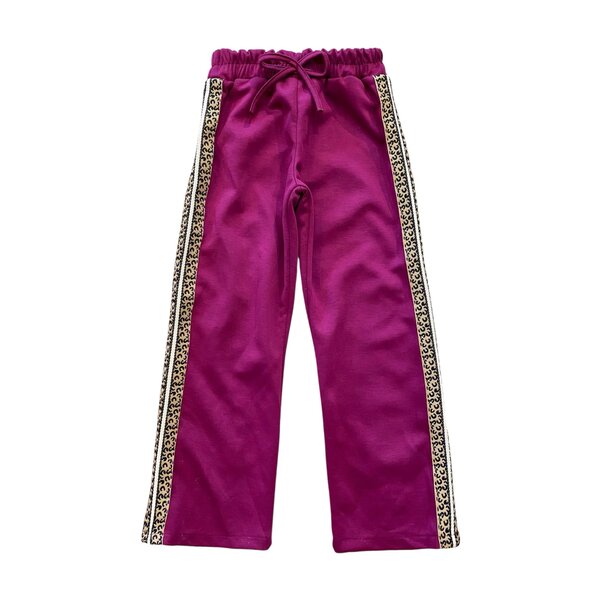 Soft Leopard Border Pants - Magenta