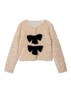 NAME IT Name it - NKF Rusitta Sparkle Vest with Bows - Champagne/Black