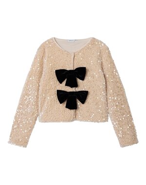 NAME IT Name it - NKF Rusitta Sparkle Vest with Bows - Champagne/Black