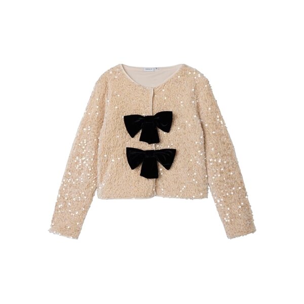 NAME IT Name it - NKF Rusitta Sparkle Vest with Bows - Champagne/Black