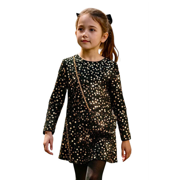 Party Sparkle Dress - Black/Gold