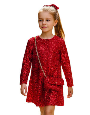  Party Sparkle Dress - Red/Red