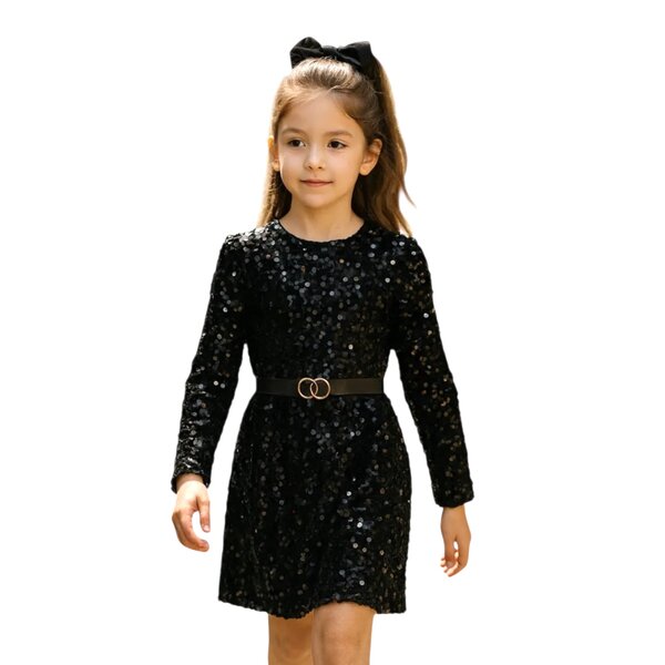Most Sparkle Dress & Belt - Black/Black