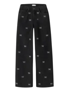 NAME IT Name It - NKFROSE  Wide Jeans with Sparkle Bow Ties - Dark Grey Denim