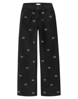 NAME IT Name It - NKFROSE  Wide Jeans with Sparkle Bow Ties - Dark Grey Denim