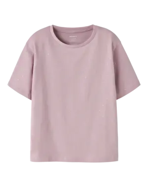 NAME IT Name It - NKF Ruaja Nreg Top - Powder Pink/Silver Dots