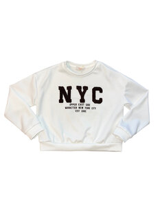NYC Teddy Print Sweater - White/Brown