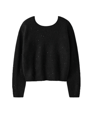 NAME IT Name It - NKF Simra Bow Short Knit Pullover with Sparkle - Black