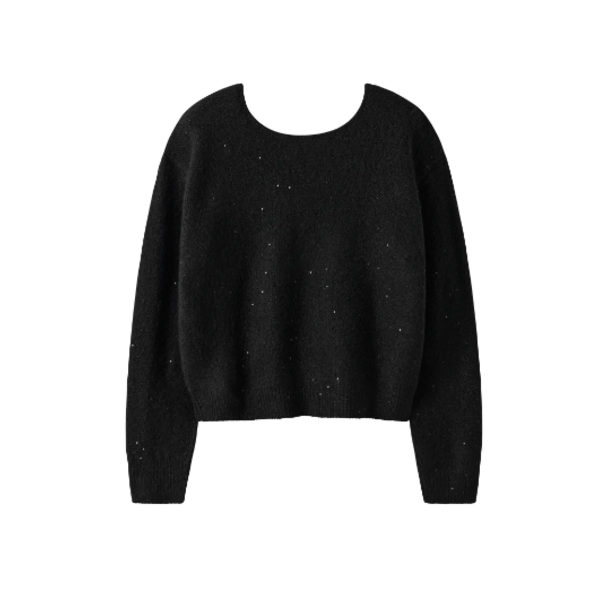 NAME IT Name It - NKF Simra Bow Short Knit Pullover with Sparkle - Black