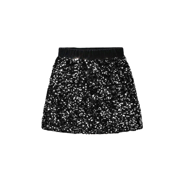Sequin Sparkle Skirt -  Black