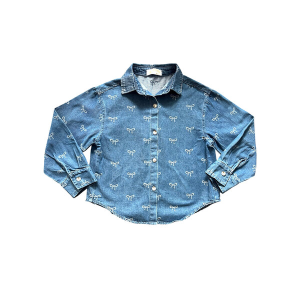 Denim Bow Blouse - Blue