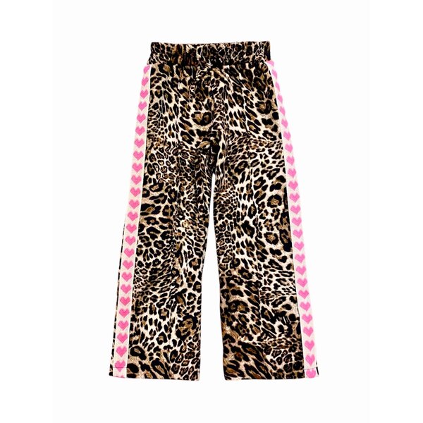 Soft Leopard Heart Pants - Brown/Pink