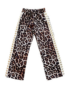  Sporty Leopard Heart Pants - Brown/Gold