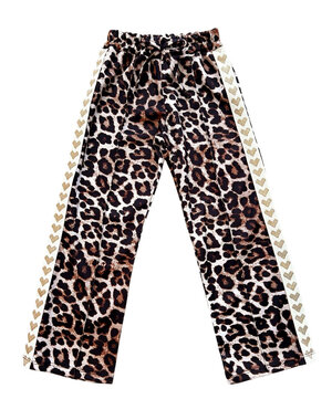  Sporty Leopard Heart Pants - Brown/Gold