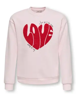 ONLY GIRLS Only - Lovely Printed Sweater - Light Pink/Red