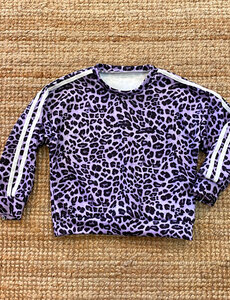  Double Striped Sporty Leopard Sweater - Lila