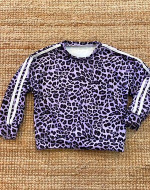  Double Striped Sporty Leopard Sweater - Lila