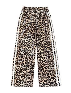  Double Striped Sporty Leopard Pants - Beige