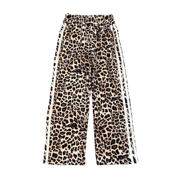 Double Striped Sporty Leopard Pants - Beige