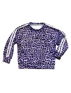 Double Striped Sporty Leopard Sweater - Lila