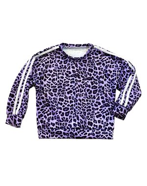  Double Striped Sporty Leopard Sweater - Lila