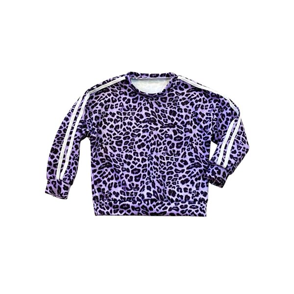 Double Striped Sporty Leopard Sweater - Lila