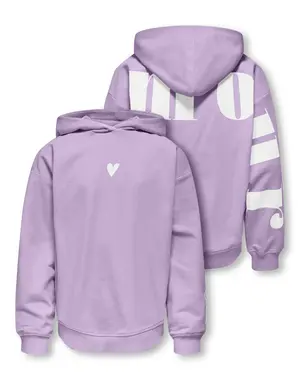 ONLY GIRLS Only - L'amour Heart Hoodie Sweater - Lila/White
