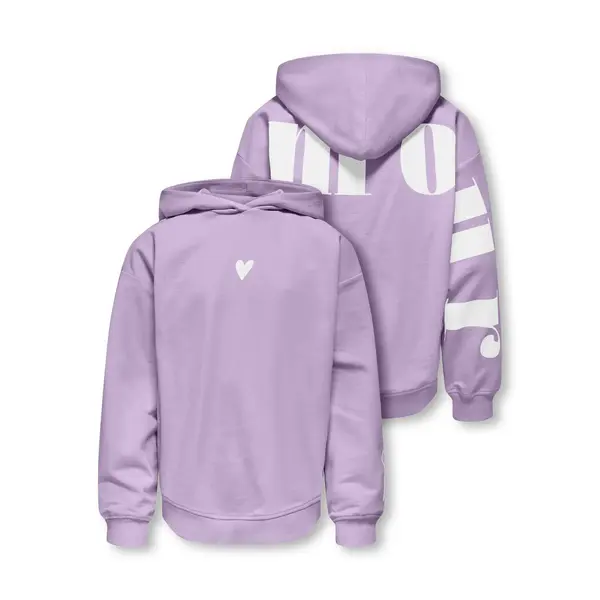 ONLY GIRLS Only - L'amour Heart Hoodie Sweater - Lila/White