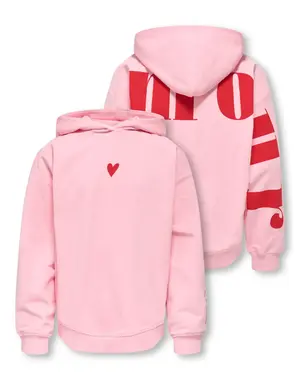 ONLY GIRLS Only - L'amour Heart Hoodie Sweater - Pink/Red