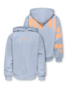 ONLY GIRLS Only - L'amour Heart Hoodie Sweater - Light Blue/Orange