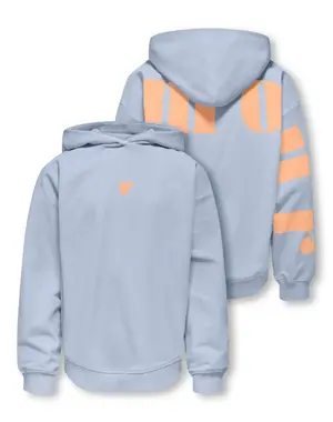 ONLY GIRLS Only - L'amour Heart Hoodie Sweater - Light Blue/Orange