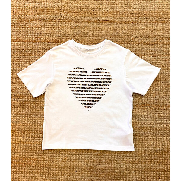 NAME IT Name It - Fahiraz Heart Shirt - White/Leopard Brown